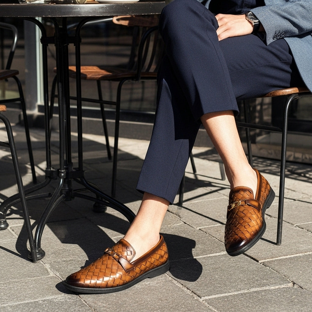 Woven Brown Loafer | Premium Quality | All Season Shoe