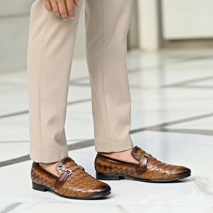 Woven Brown Loafer  | Premium Quality | All Season Shoe